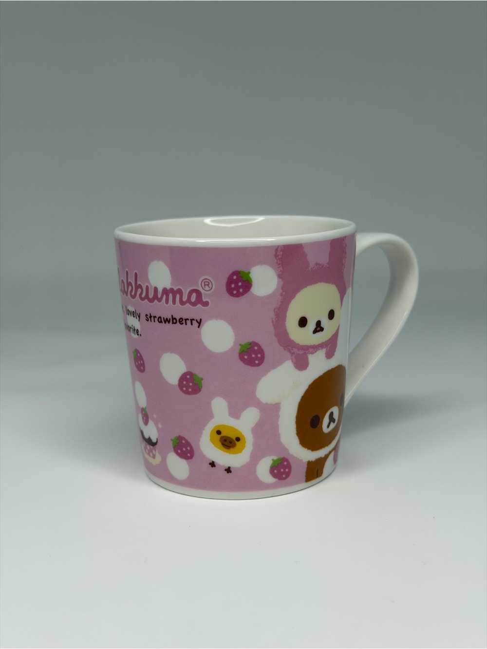 Rilakkuma Strawberry Pink Ceramic Coffee Tea Mug Cup San-X 2011 Kawaii